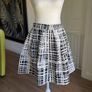 Checkered Black and White Pleated Skirt